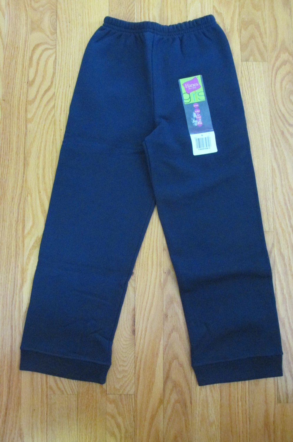 HANES GIRL'S SIZE S (6 / 6X) ATHLETIC PANTS NAVY BLUE FLEECE SWEATS SPORT TRACK NWT