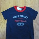 ATHLETIC WORKS GIRLS SIZE 6 6X T-SHIRT RED, WHITE, & BLUE SOFTBALL GRAPHIC PATRIOTIC USA MADE NWT