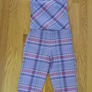 SIMPLY BASIC GIRL'S SIZE 7 LAVENDER & PINK PLAID CAPRI OUTFIT SMOCKED HALTER TOP NWT
