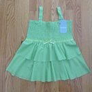 NO BOUNDARIES GIRL'S SIZE XL (14 / 16) TOP LIME GREEN SMOCKED BABY DOLL TIERED NWT