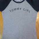TOMMY HILFIGER JUNIOR'S SIZE S, GIRL'S SIZE L TOP GRAY, NAVY BASEBALL SHIRT TOMMY GIRL 3/4 SLEEVES