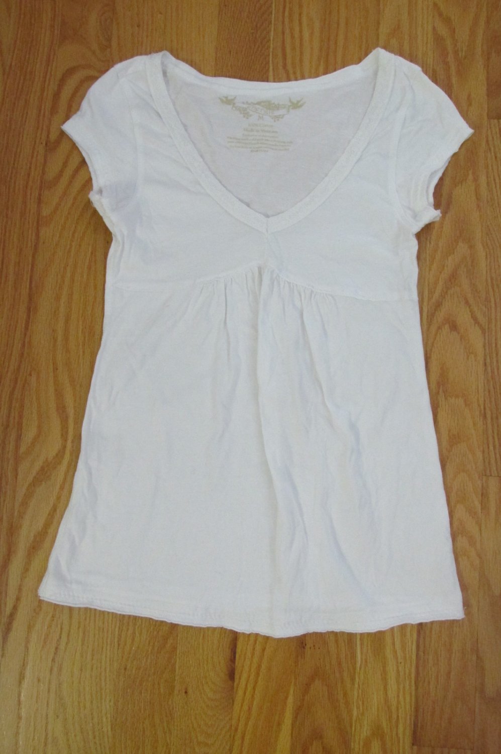 ENERGIE WOMEN'S JUNIOR'S SIZE M TOP WHITE BABY DOLL V NECK LACE SHORT ...