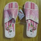POWER PUFF GIRL'S SIZE 2 SHOES PINK IRIDESCENT & PINK SEQUINS SANDALS SLIDES NWT