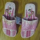 POWER PUFF GIRL'S SIZE 1 SHOES PINK IRIDESCENT & PINK SEQUINS SANDALS SLIDES NWT