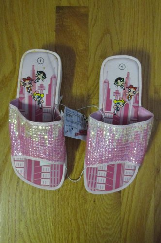 POWER PUFF GIRL S SIZE 1 SHOES PINK IRIDESCENT PINK SEQUINS