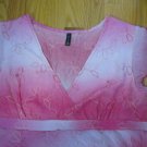 STAR CITY WOMEN'S SIZE     PINK TOP SHEER FLORAL EMBROIDERY V NECK CAP SLEEVES