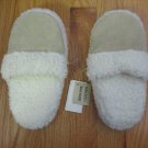 SUNSET BOYS GIRL'S SIZE M (13 / 1) SLIPPERS TAN LEATHER W/ FAUX SHERPA PLUSH SLIP ON CLOGS NEW