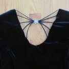 ANOTHER THYME WOMEN'S SIZE 12 DRESS NAVY BLUE VELOUR CHRISTMAS HOLIDAY PARTY SS STUNNING BACK DETAIL