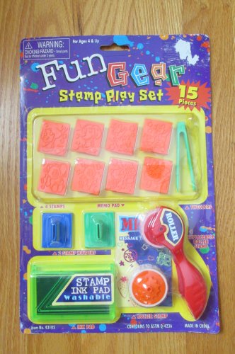 FUN GEAR STAMP PLAY SET 15 PIECES AGE 4 + EDUCATION TOY CRAFT NEW