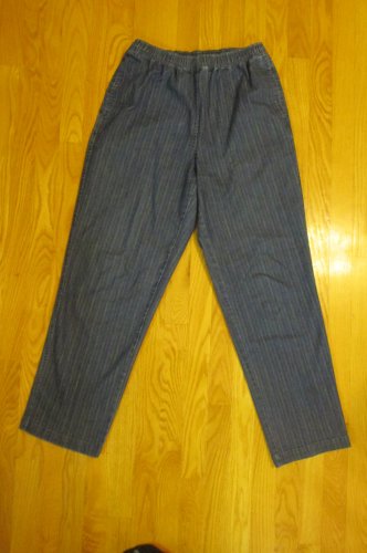 BRECKENRIDGE WOMEN'S SIZE S JEANS BLUE STRIPED RELAXED HIGH ELASTIC WAIST MOM
