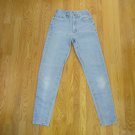 LEE RIDERS WOMEN'S JUNIOR'S SIZE 7 LONG JEANS LT BLUE STONE WASHED RELAXED HIGH WAIST MOM USA MADE
