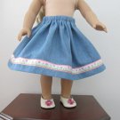 AMERICAN GIRL 18" DOLL CLOTHES BLUE DENIM SKIRT PINK FLORAL TRIM MY LIFE OF FAITH MARYELLEN NEW