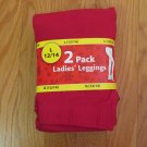 WOMEN'S SIZE L (12 / 14) LEGGINGS 2 PACK RED. BLACK 2 PAIR ANKLE LENGTH NIP