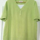 CJ BANKS WOMEN'S SIZE X SWEATER LIME GREEN 100% COTTON PULLOVER MOCK LAYER