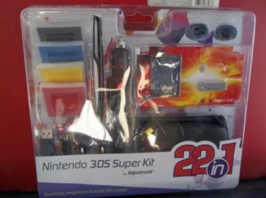 HIPSTREET NINTENDO 3DS SUPER KIT 22 IN 1 CHARGER, PROTECTOR, SYTLUS NEW IN PACKAGE