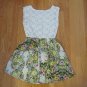 A. BYER WOMEN'S SIZE S DRESS WHITE LACE SLEEVELESS BODICE YELLOW, PINK FLORAL PRINT SKIRT