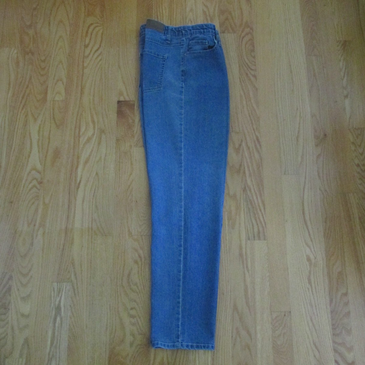 NORTHCREST WOMEN'S SIZE 12 JEANS MED BLUE SLUB STRETCH DENIM STRAIGHT
