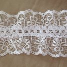 LACE WHITE DOUBLE RUFFLED GALLOON 2 3/4 INCH WIDE SCALLOPED APPAREL CRAFT TRIM NEW BTY