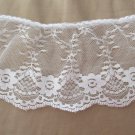 LACE WHITE FLORAL 3  1/4 INCH WIDE RUFFLED SCALLOPED APPAREL CRAFT TRIM NEW BTY