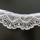 LACE WHITE LOOP 1  3/8 INCH WIDE RUFFLED SCALLOPED APPAREL CRAFT TRIM NEW BTY