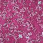 ABS FUCHSIA PINK FLORAL & VINES PRINT 100% COTTON FABRIC FAT QUARTER PINK, WHITE QUILT NEW