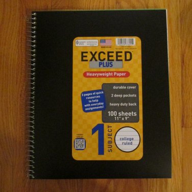 EXCEED PLUS 1 SUBJECT NOTE BOOK COLLEGE RULED 100 SHEETS BLACK