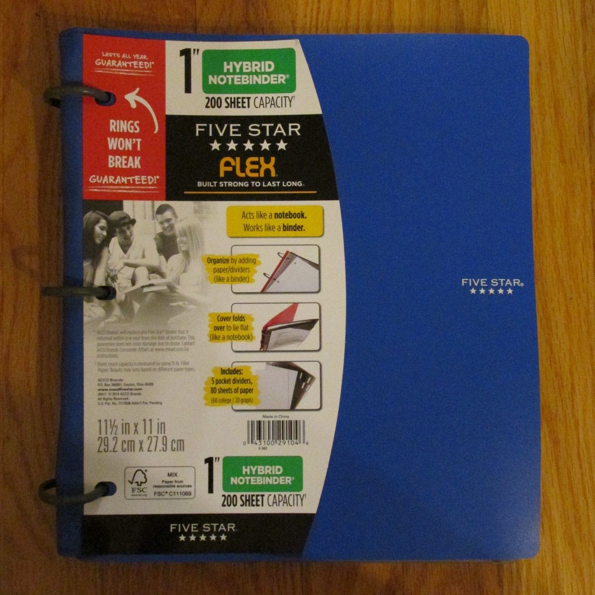 FIVE STAR FLEX 1 SUBJECT NOTE BOOK COLLEGE RULED 80 SHEETS ROYAL BLUE COVER 1 INCH BINDER NEW