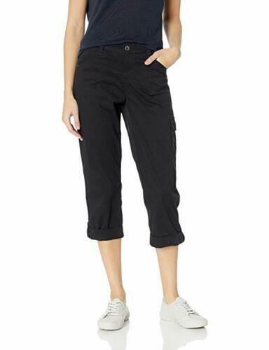 LEE WOMEN'S SIZE 4 CAPRIS BLACK RELAXED FIT MID RISE CROPPED PANTS FLEX ...