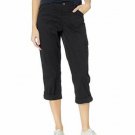 LEE WOMEN'S SIZE 4 CAPRIS BLACK RELAXED FIT MID RISE CROPPED PANTS FLEX TO GO NWT