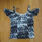 CLOUD CHASER WOMEN'S SIZE L TANK TOP KNIT BLUE WAVE RUFFLE COLD SHOULDER NWT