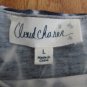 CLOUD CHASER WOMEN'S SIZE L TANK TOP KNIT BLUE WAVE RUFFLE COLD SHOULDER NWT