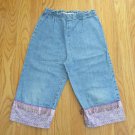 CALIFORNIA CONCEPTS GIRL'S SIZE    CAPRI JEANS BLUE STONE WASHED DENIM CROPPED PANTS BEADS BOHO