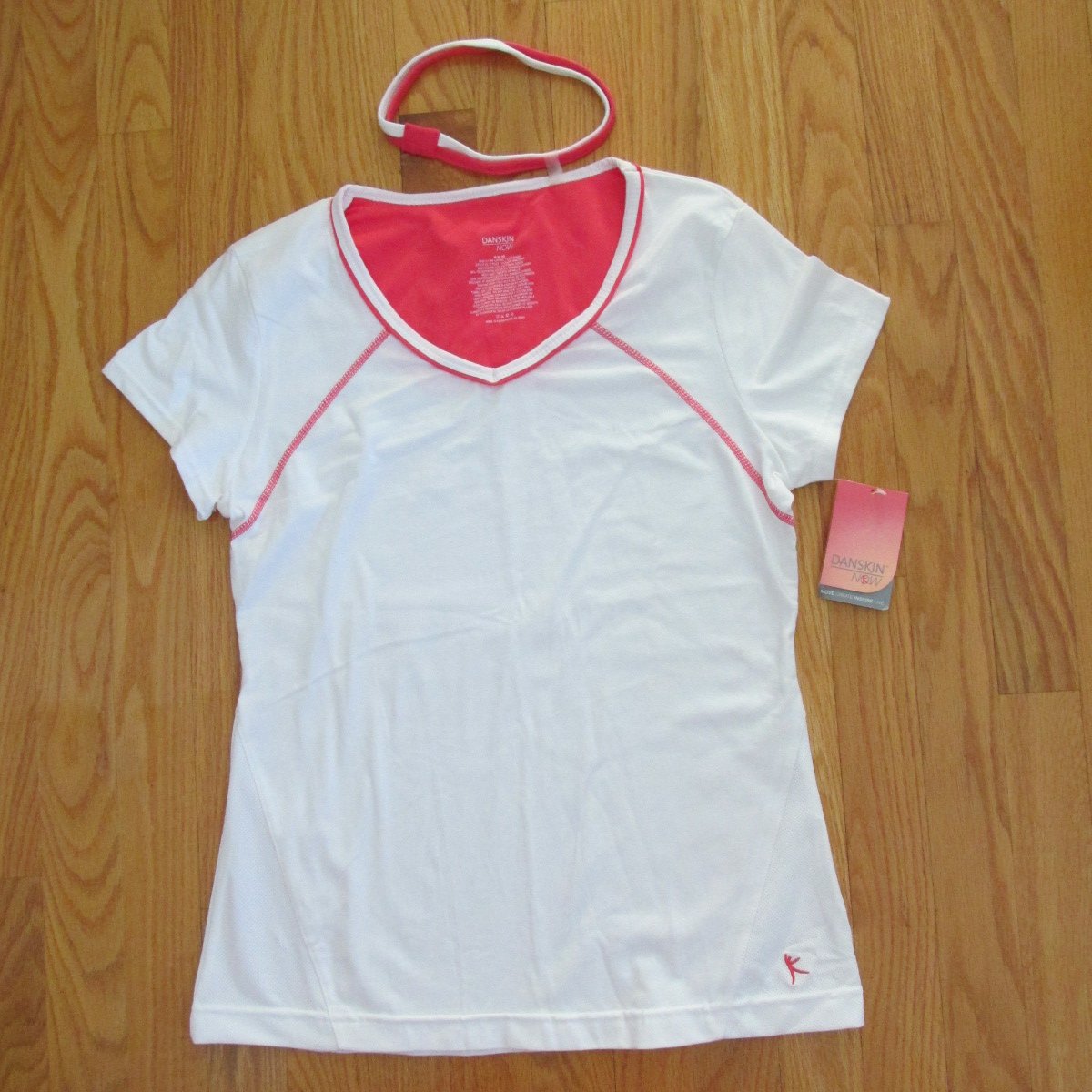 Danskin Now Women S Size M 8 10 T Shirt Coral White Athletic