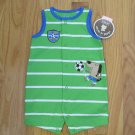 CARTERS'S CHILD OF MINE BOY'S SIZE 3 / 6 mo. ROMPER GREEN SUNSUIT SOCCER 1 PIECE CREEPER NWT