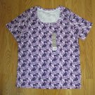 WHITE STAG WOMEN'S SIZE XL (16 / 18) T-SHIRT PURPLE FLORAL SHORT SLEEVE SCOOP NECK TEE TOP NWT