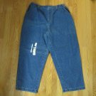 WHITE STAG WOMEN'S SIZE 22 P JEANS MED BLUE STONE WASHED DENIM HIGH ELASTIC WAIST MOM 80'S NWT