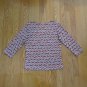 ONLY NINE WOMEN'S SIZE M P ROUND NECK TOP TAN PINK GEOMETRIC 3/4 SLEEVE SHIRT