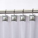 HOUSEHOLD TRENDS SHOWER CURTAIN HOOKS SILVER GRAY COLOR SQUARE METAL NIP