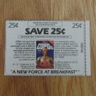 VINTAGE C-3P0's CEREAL COUPON KELLOGG CUT OUT 2" X 3" 25c FACE VALUE