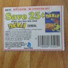 VINTAGE PAC MAN CEREAL COUPON GENERAL MILLS GM HORIZONTAL CUT OUT 2" X 3" 25c FACE VALUE