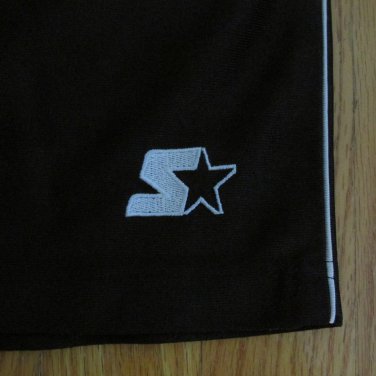 STARTER BOY'S SIZE 14 / 16 ATHLETIC SHORTS SHINY BLACK, WHITE STRIPE BASKETBALL TRACK RUNNING