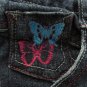 ZANA DI GIRL'S SIZE 14 JEANS MED BLUE SLUB DENIM FLARE LEG PINK BUTTERFLY EMBROIDERY