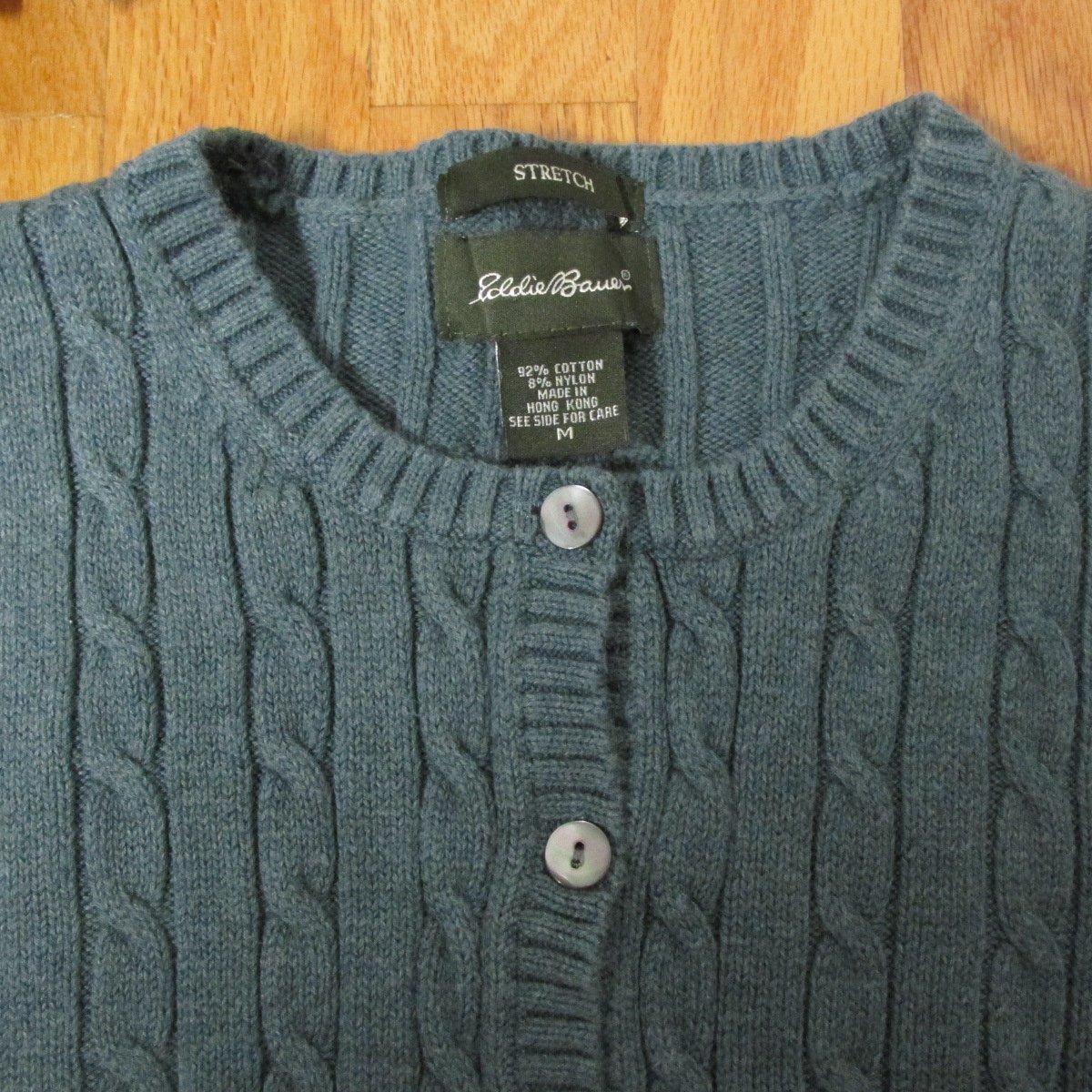 EDDIE BAUER WOMEN'S SIZE M SWEATER TEAL GREEN CREW NECK CARDIGAN ...