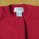 TALBOTS WOMEN'S SIZE P S SWEATER RED CREW NECK CARDIGAN CLASSIC WOOL CHRISTMAS KNIT