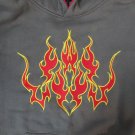 SILVER POINT BOY'S SIZE L SWEAT SHIRT GRAY W/ RED FLAMES EMBROIDERY ATHLETIC HOODIE
