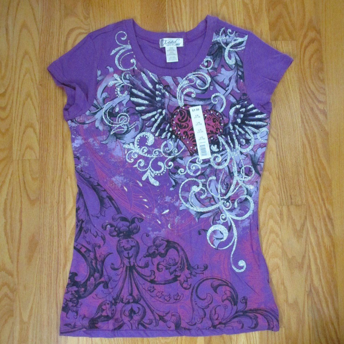 TWISTED COURTESY WOMEN'S JUNIORS SIZE L (11 / 13) TSHIRT PURPLE W