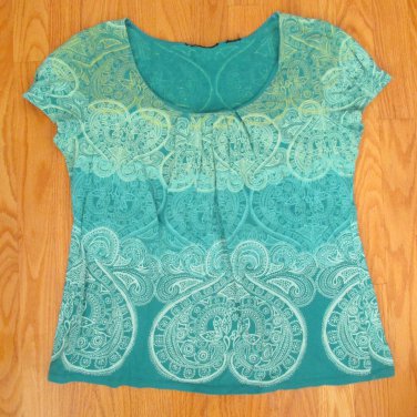 WOMEN'S SIZE L T-SHIRT TURQUOISE, MINT SHORT SLEEVE SCOOP NECK TEE TOP