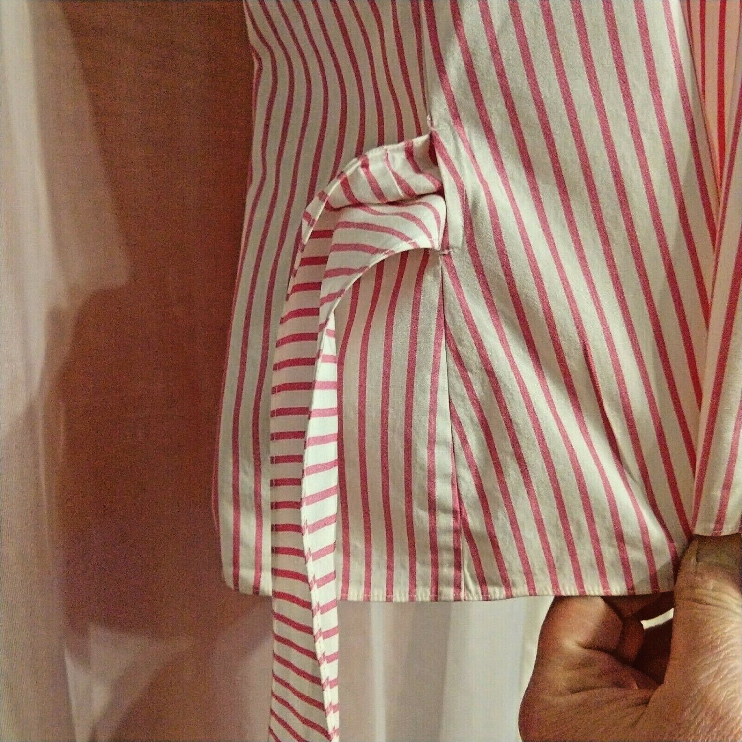 pink white stripe shirt