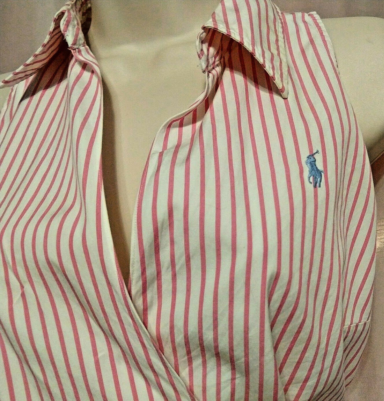 pink white stripe shirt