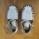BASIC EDITIONS GIRL'S SIZE 5 ? SHOES WHITE WOVEN LEATHER TODDLER BUCKLE SANDALS
